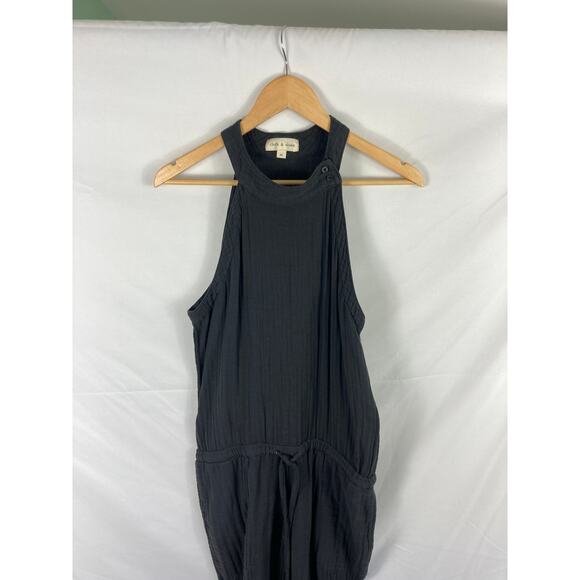 Cloth & Stone Grey Gauze Halter Hight Neck Jumpsuit Size Medium - Picture 5 of 8